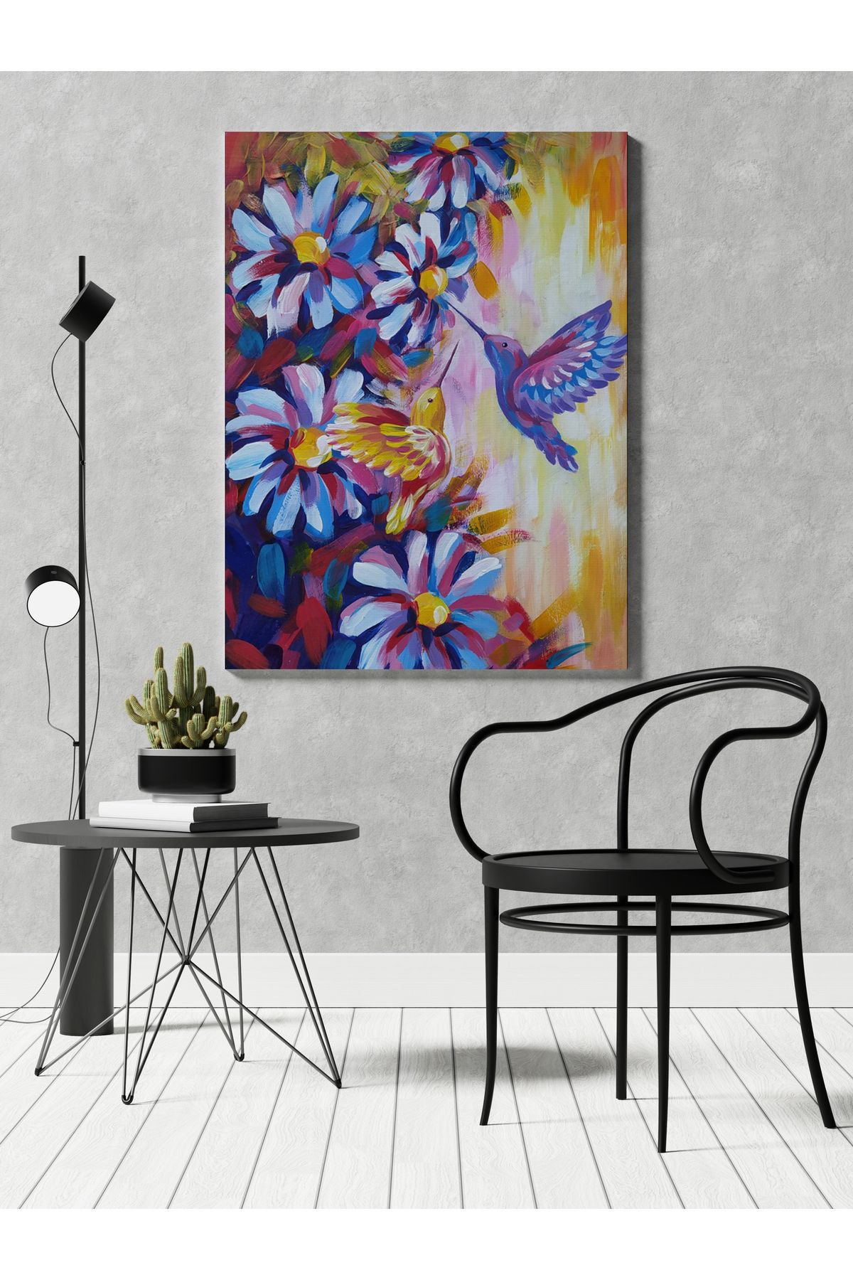 Kanvas Tablo Uçan Kuş Manzaralı Desenli Renkli Temalı Modern Tablo