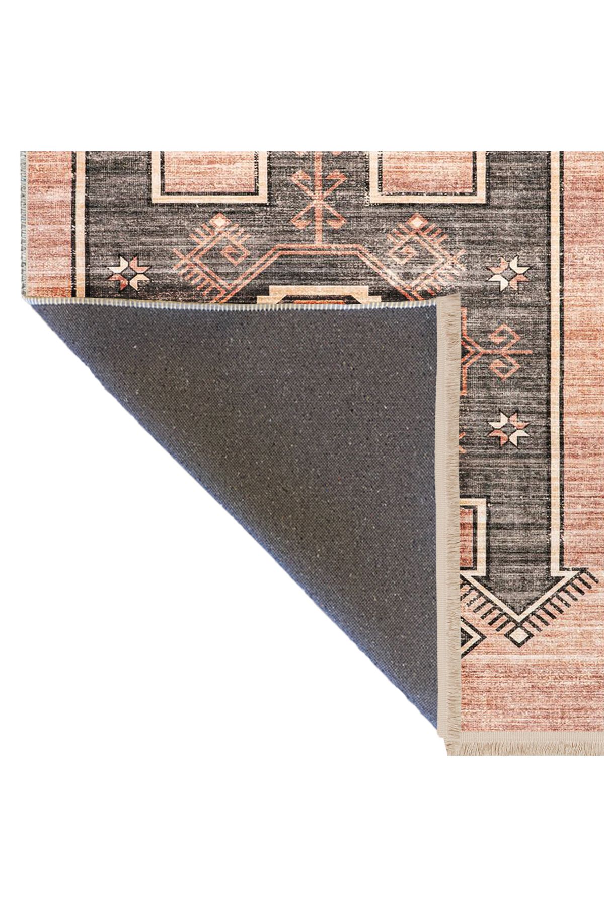 Asya Koleksiyonu Eskitme Görünümlü Şekiller Detaylı Dokuma Taban Modern Dekoratif Halı asya35