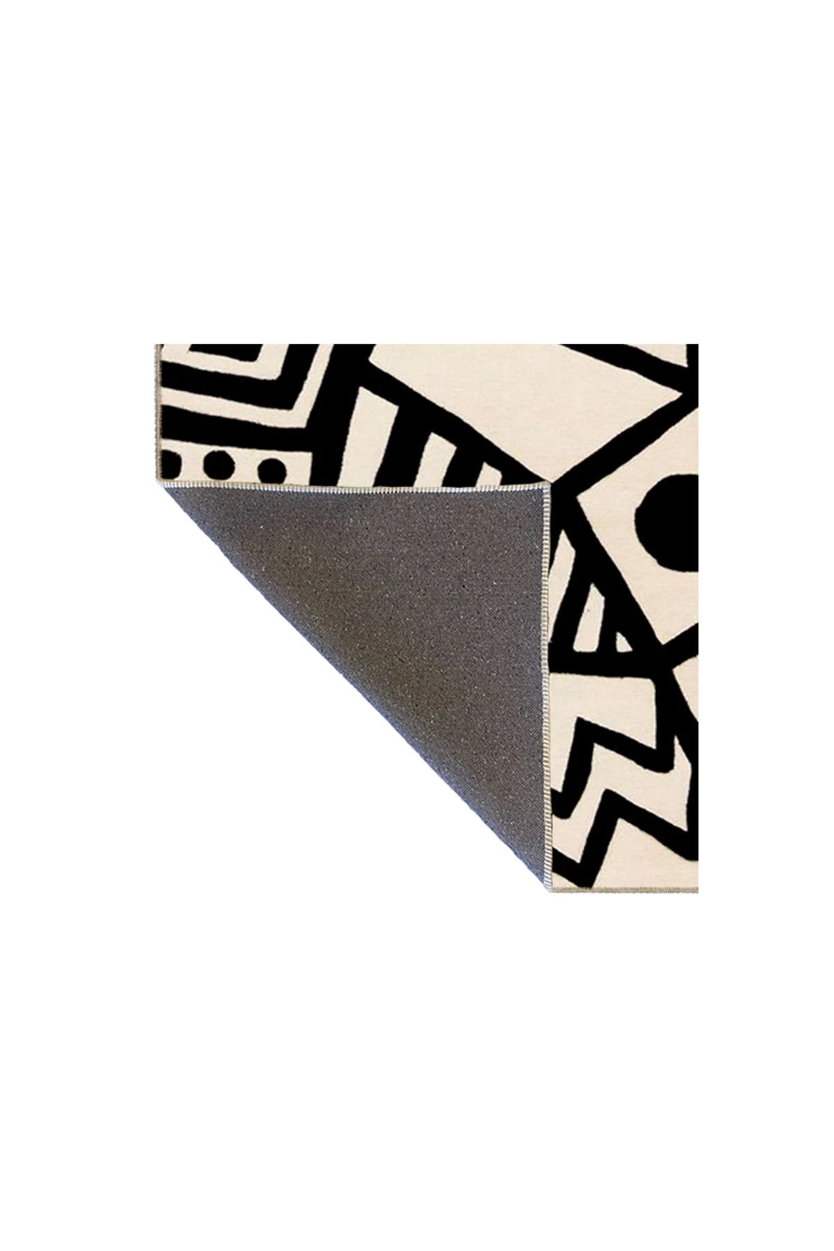 Siyah ve Beyaz Üçgenli Geometrik Modern Desenli Dokuma Taban miravip849