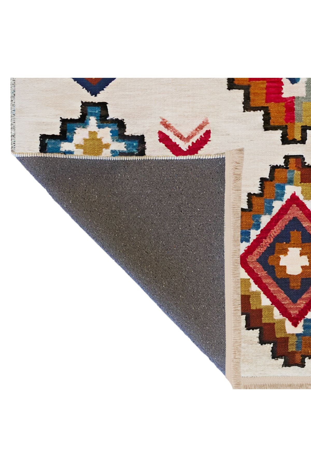 Bej Temalı Geleneksel Motif Desenli Vintage Dekoratif Halı 1936