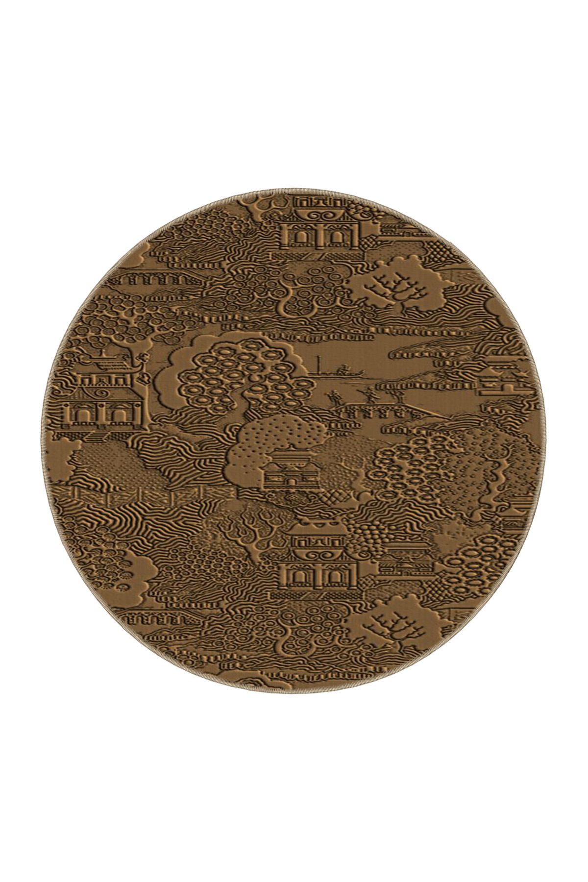 Kahverengi Renkte Geleneksel Dokuma Taban Halı 4013