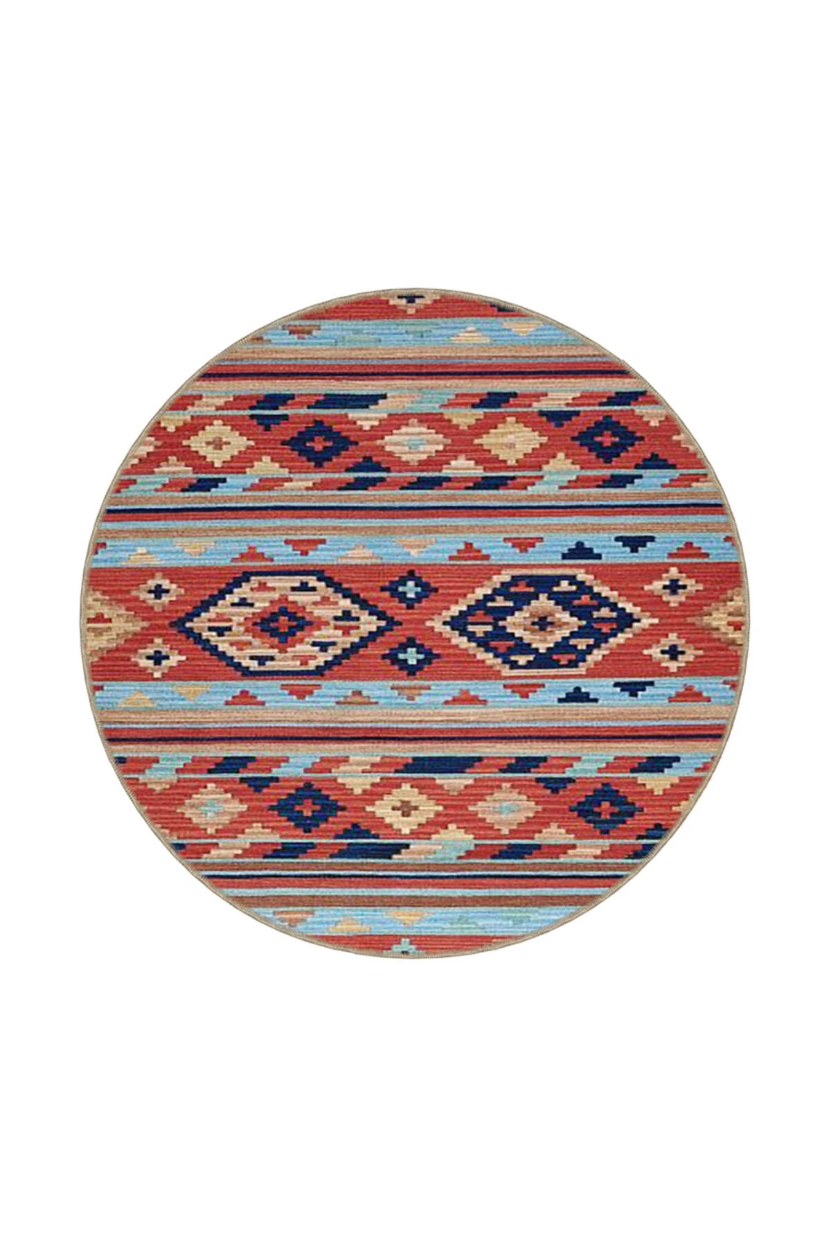 Kırmızı Renklerde Baklava ve Geometrik Desenli Modern Dekoratif Halı 4446