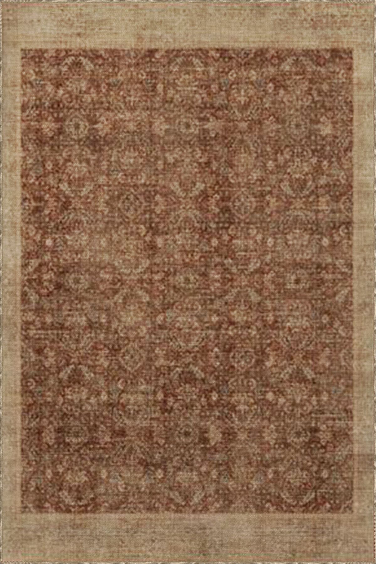 Kahverengi Geometrik Desenli Yıkanabilir Dokuma Taban Halı miravip8083