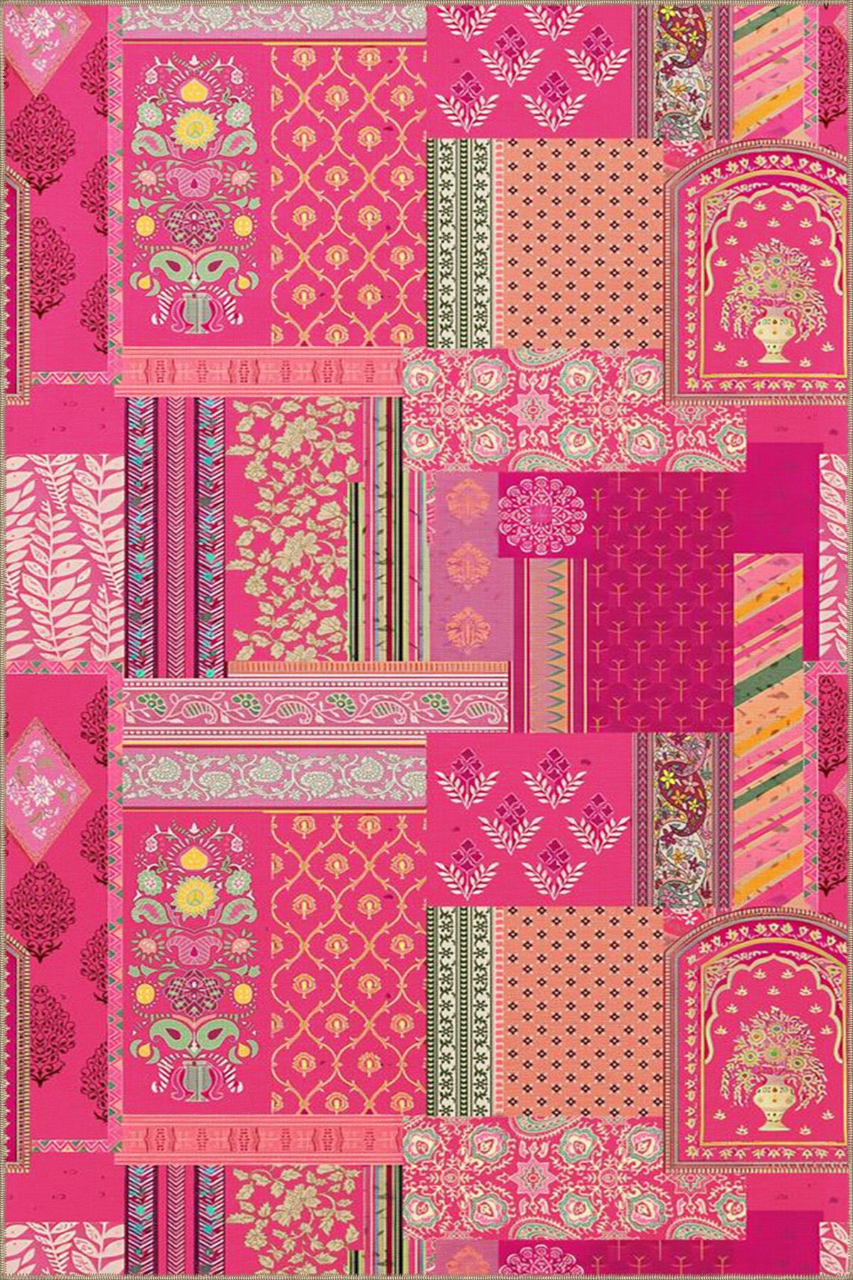 Pembe Renkli Kreatif Dekoratif Dokuma Taban Halı miravip36