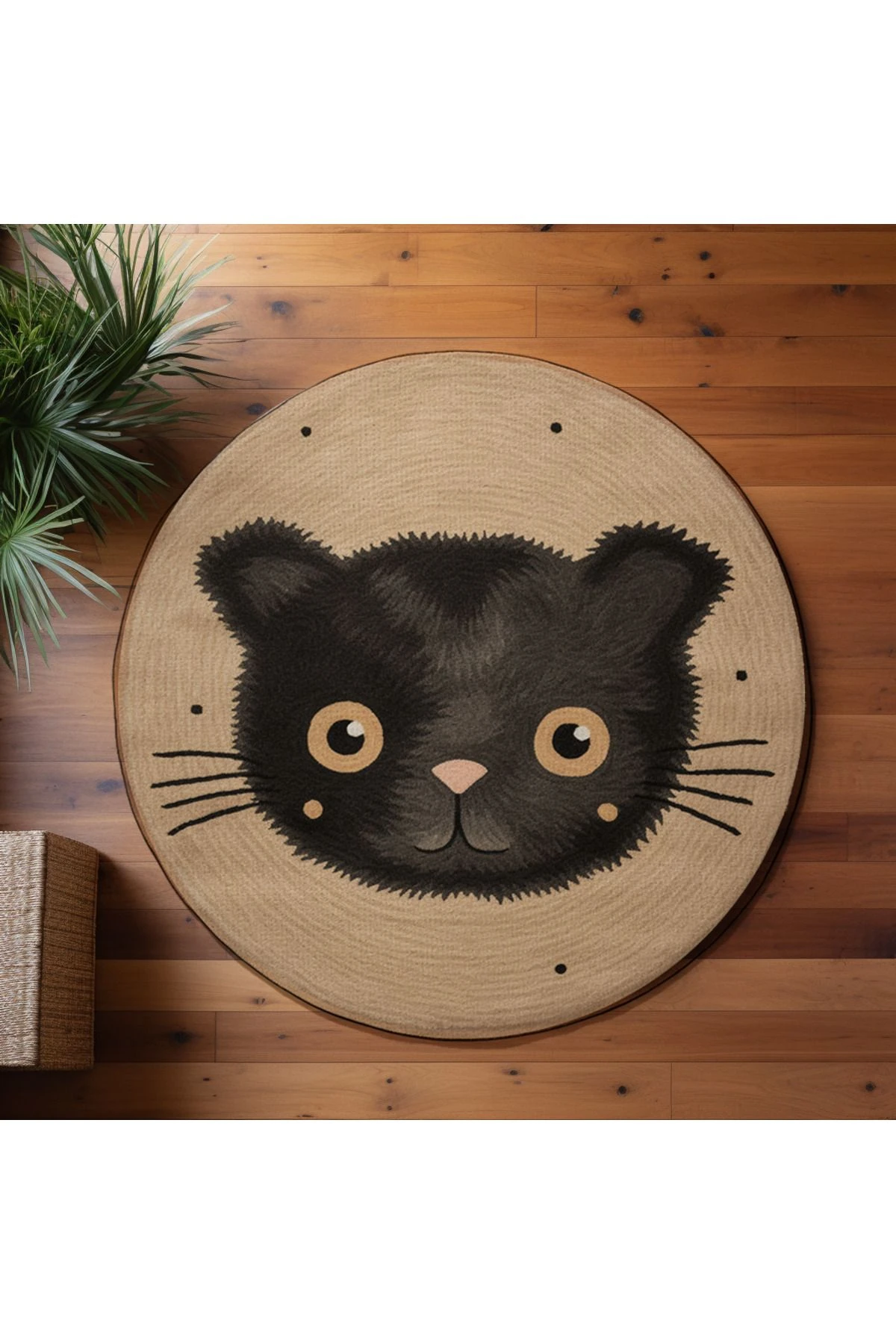 Dido Koleksiyonu Gri Temalı Sevimli Kedi Desenli Kreatif Modern Dekoratif Halı 3391