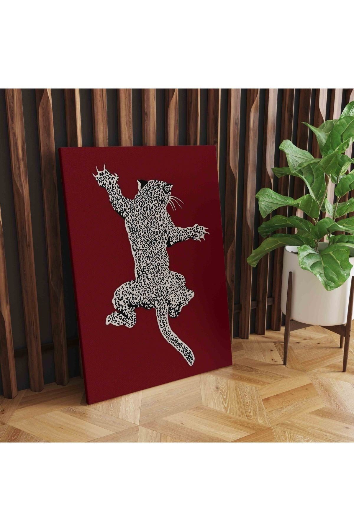 Kanvas Tablo Bordo Leopar 1066