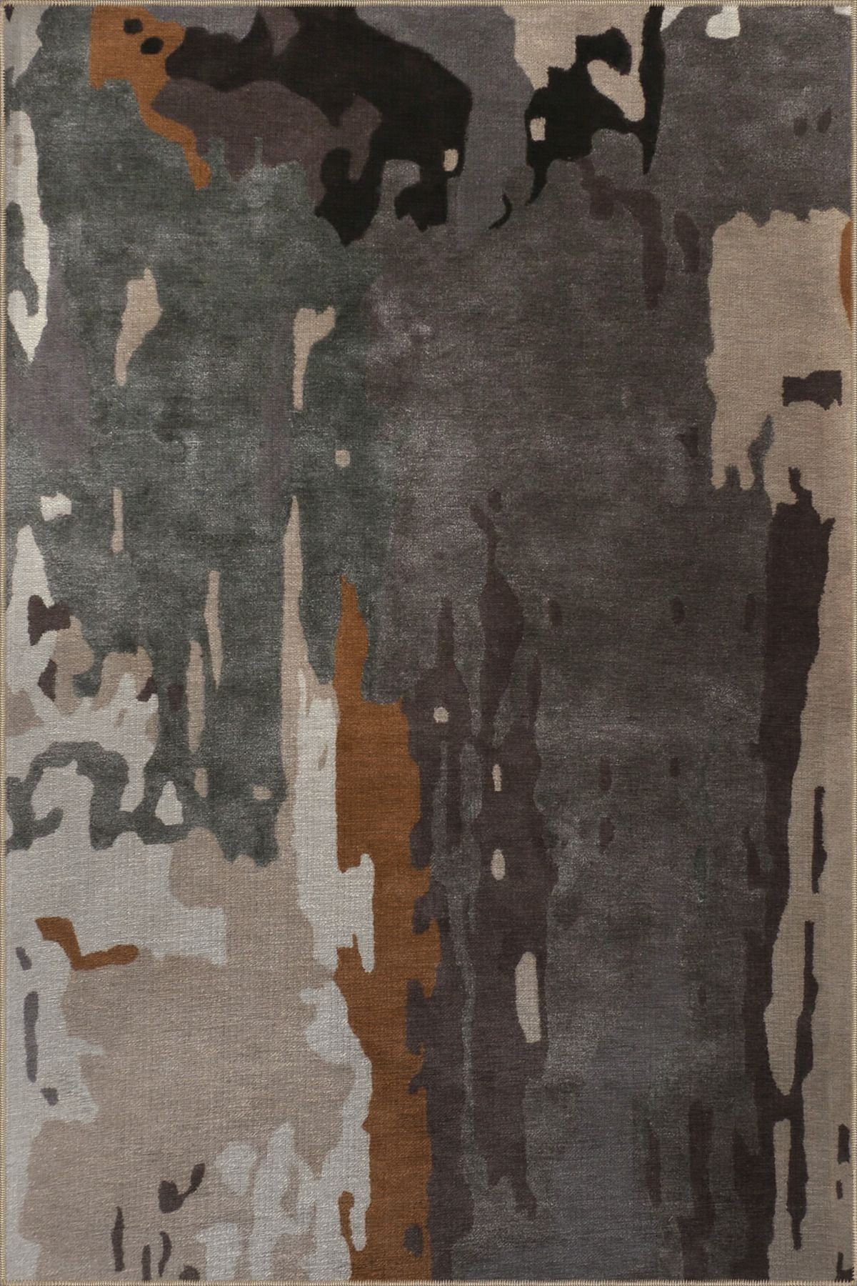 Gri Temalı Abstract Soyut Desenli Kreatif Modern Dekoratif Halı 3156