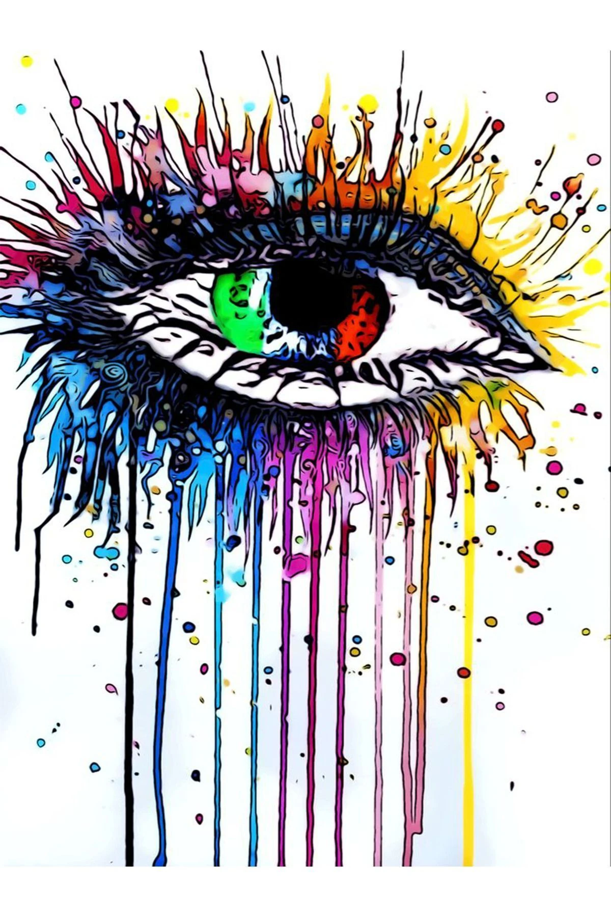 Atlas Koleksiyonu Çok Renkli Soyut Boya Akan Göz Desenli Modern Dekoratif Halı 42