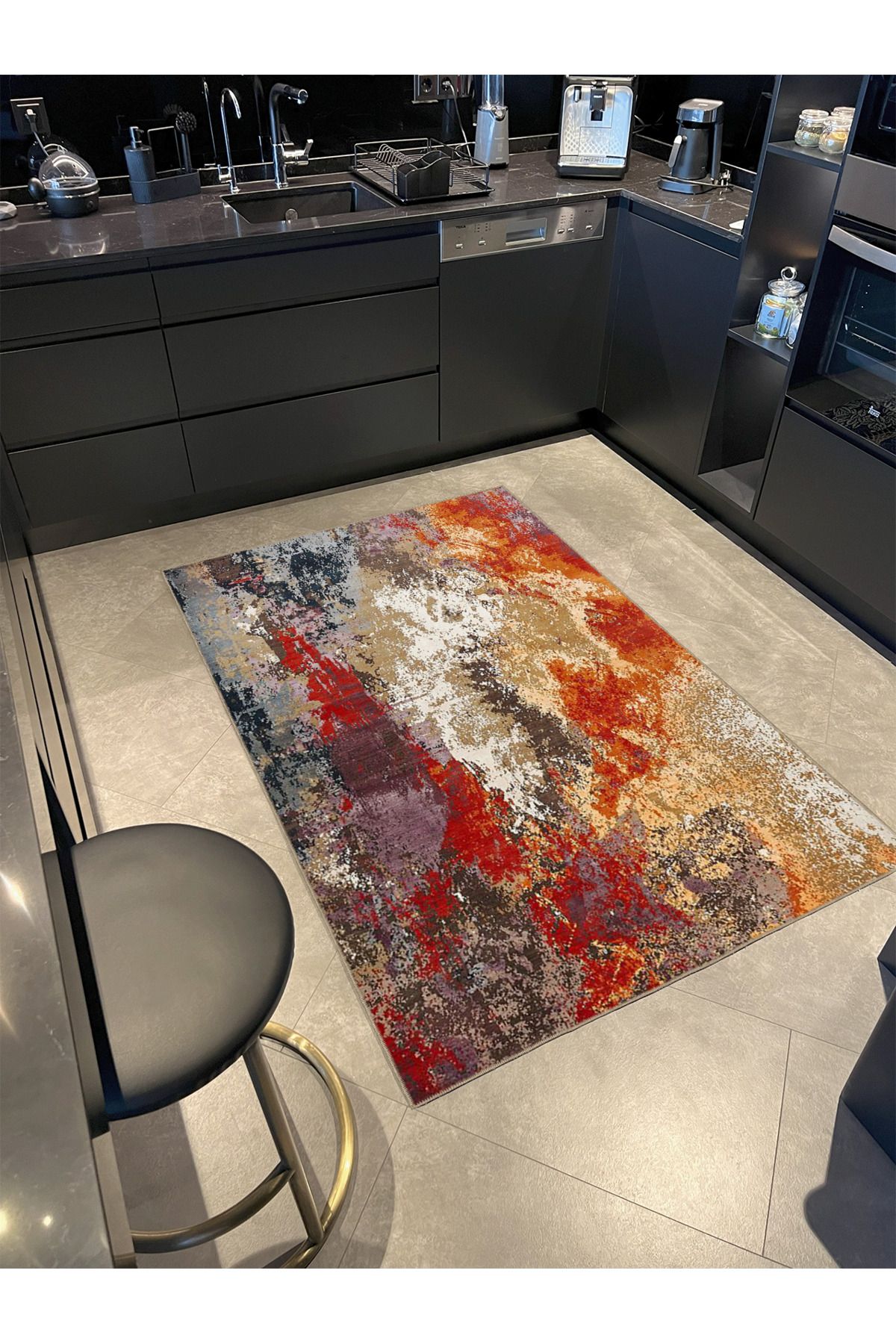 Modern Kırmızı Akan Motifli Desenli Dekoratif Dokuma Taban Halı miravip516