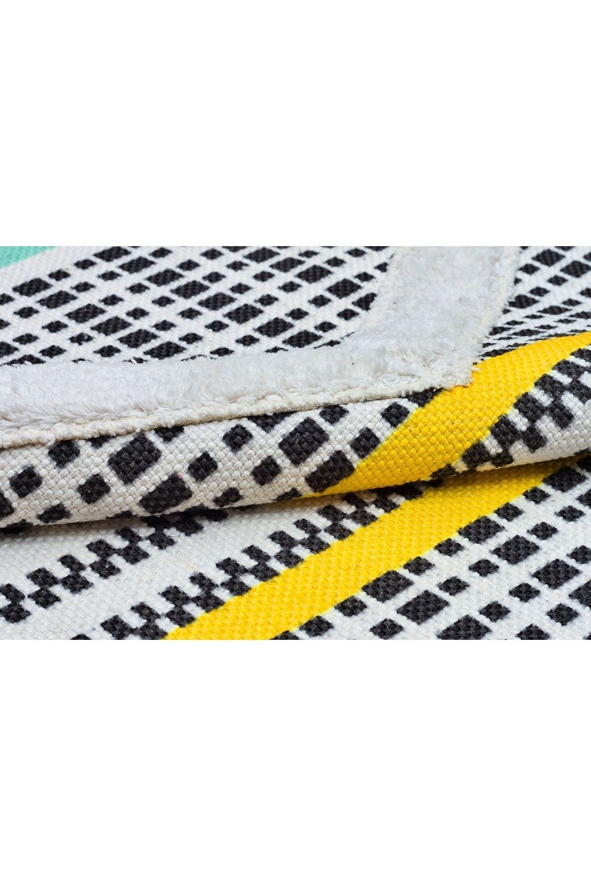 Rustik 4043 Kenarları Renkli Saçaklı Otantik Ve Etnik Desen Kilim