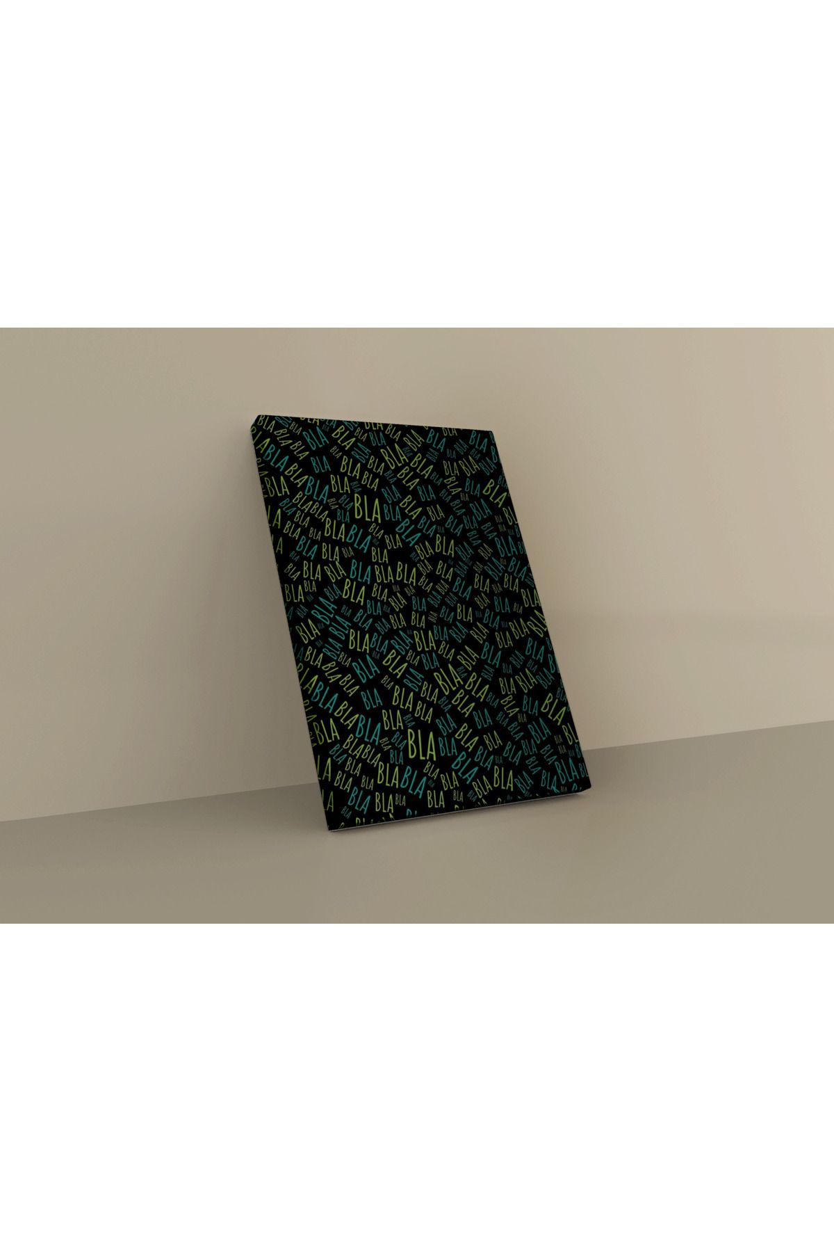 Kanvas Tablo Siyah Tema Renkli Bla Bla Yazı Desen