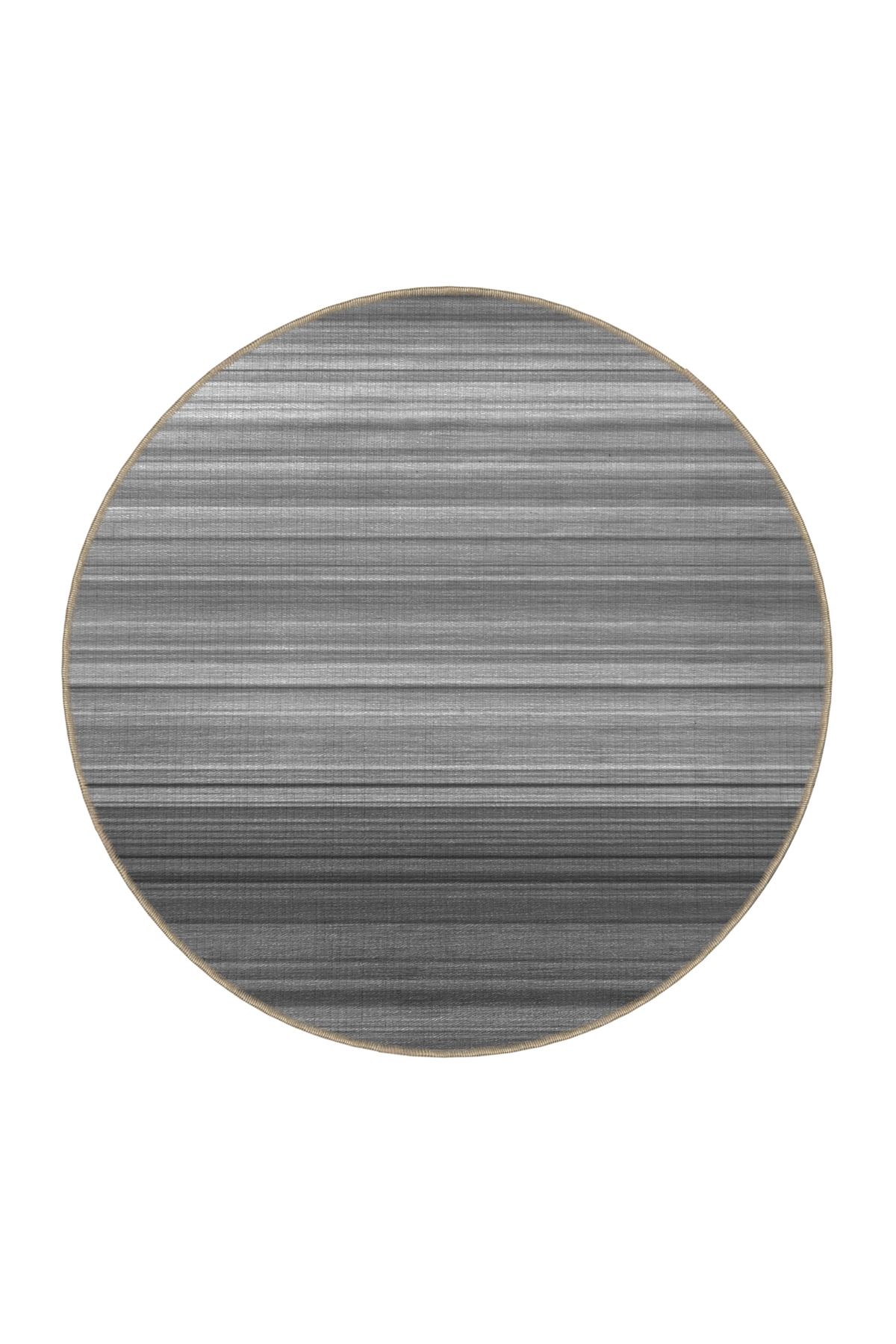 Gri Tonlarda Düz Çizgili Desenli Dokuma Taban Halı 4202