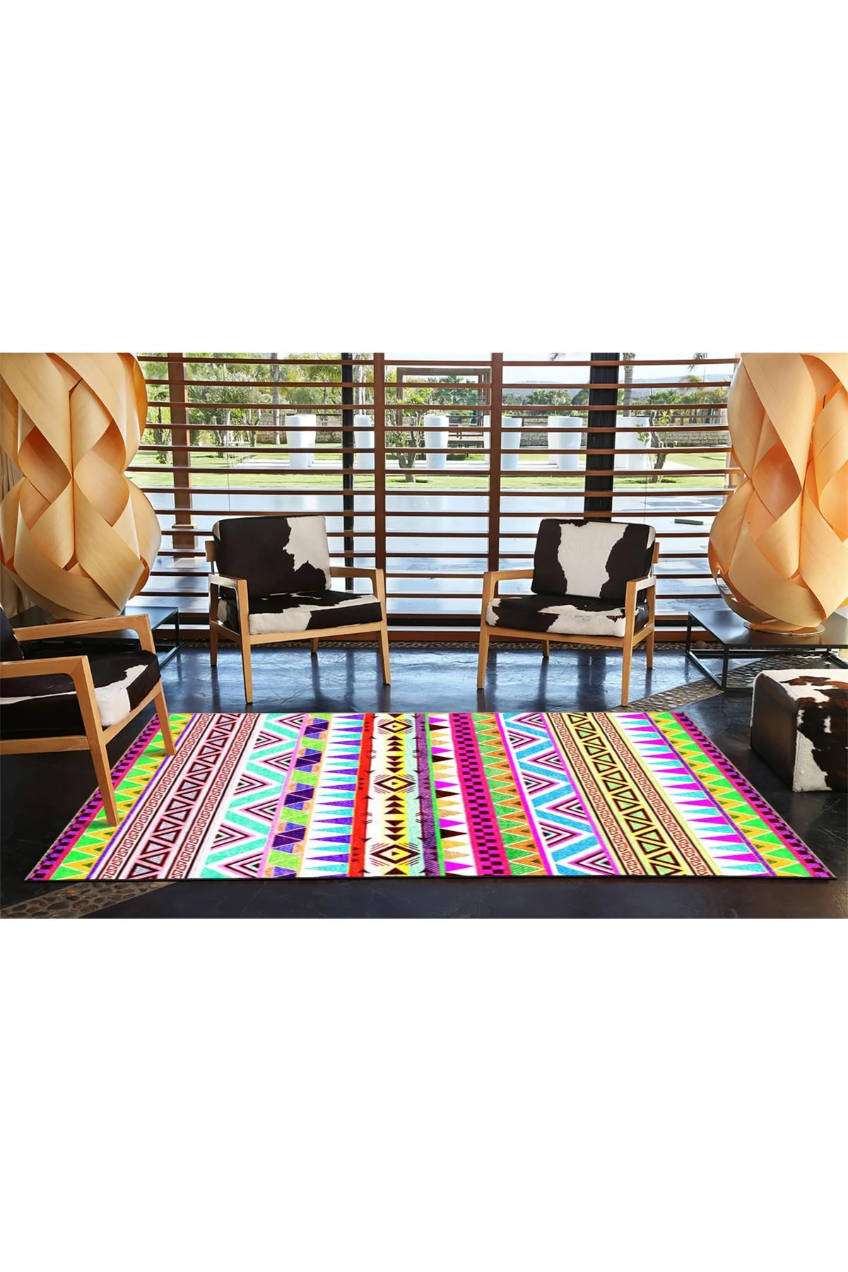 Çok Renkli Karma Geometrik Desenli Kreatif Modern Dekoratif Halı 4723