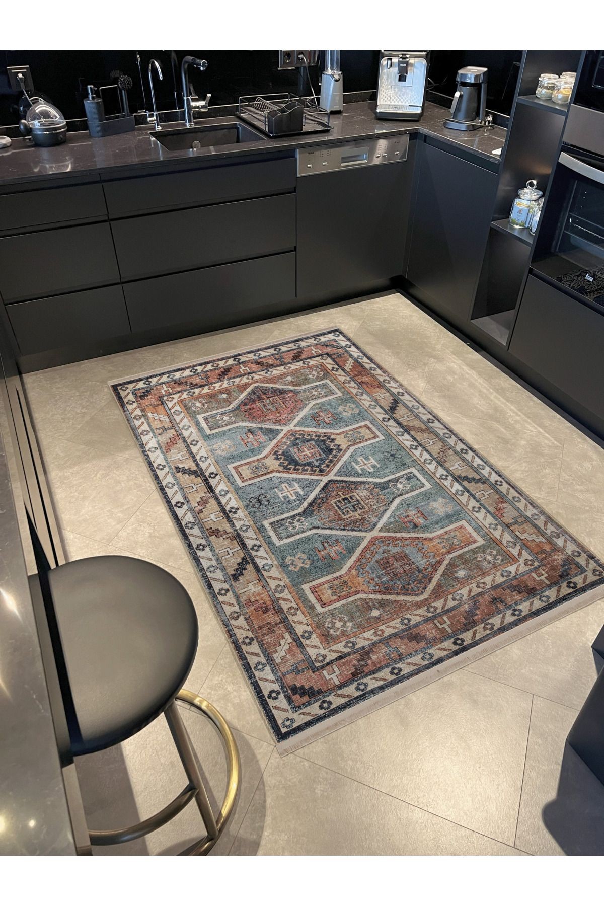Çok Renkli Geleneksel Motif Etnik Desenli Kreatif Vintage Dekoratif Halı 2867