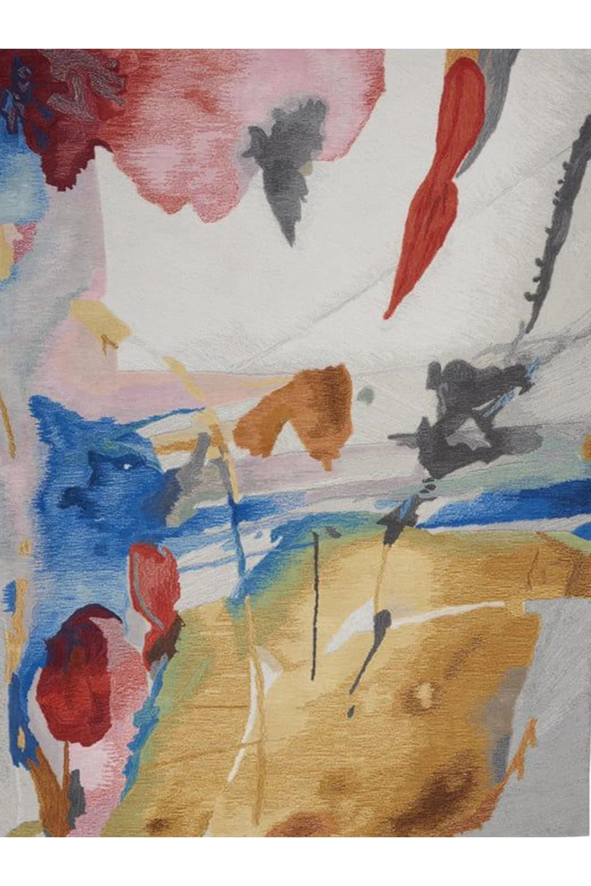 Güney Koleksiyonu Çok Renkli Soyut Çiçek Desenli Modern Dekoratif Halı 16