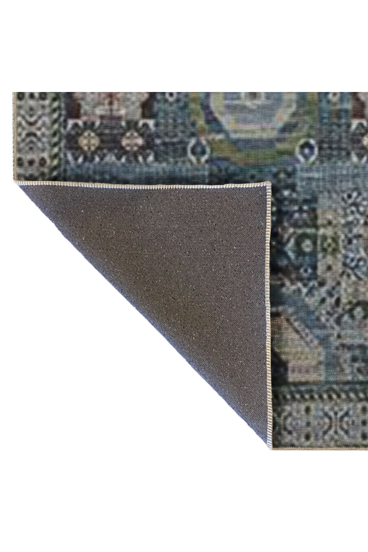 Açık Mavi Temalı Etnik Motif Geleneksel Desenli Vintage Dekoratif Halı 5349