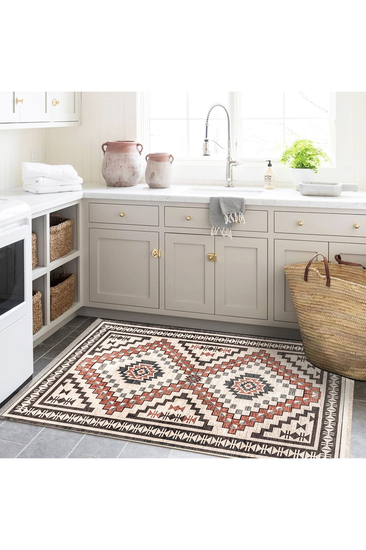 Kuzey Koleksiyonu Mavi Etnik Desenli Dokuma Taban Modern Dekoratif Halı kuzey43