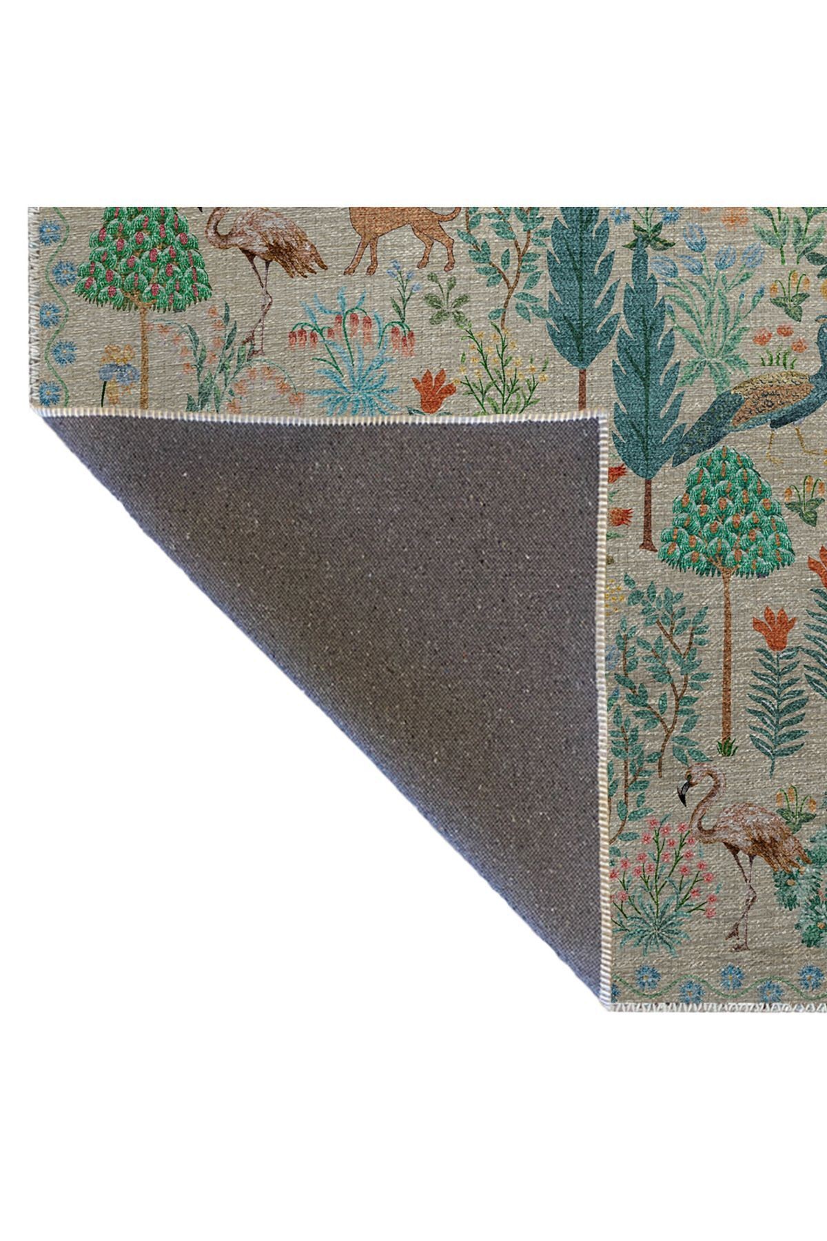 Floral Mira Bej Pastel Botanik Tema Dokuma Taban Halı Mira 1318