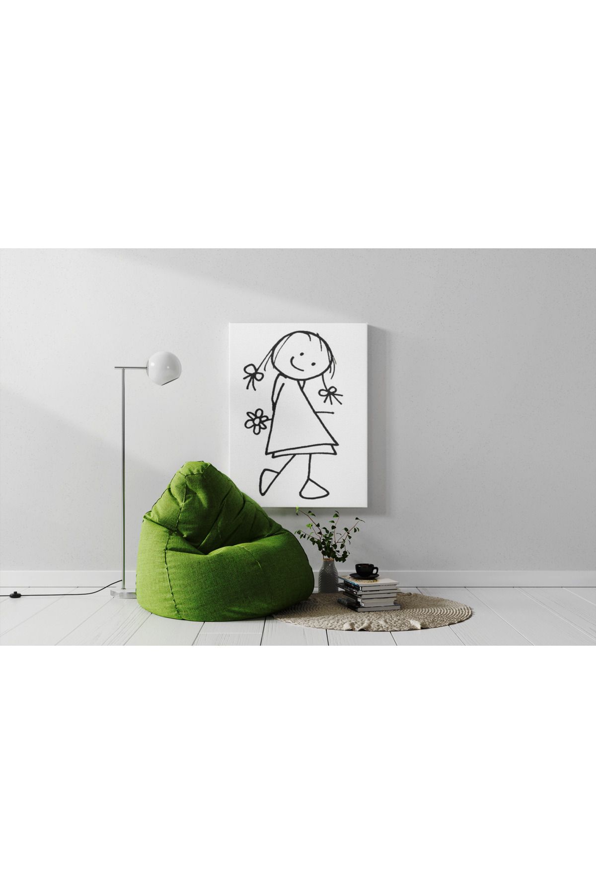 Kanvas Tablo Tatlı Küçük Kız Çizimli Desenli Temalı Desenli Temalı Tablo