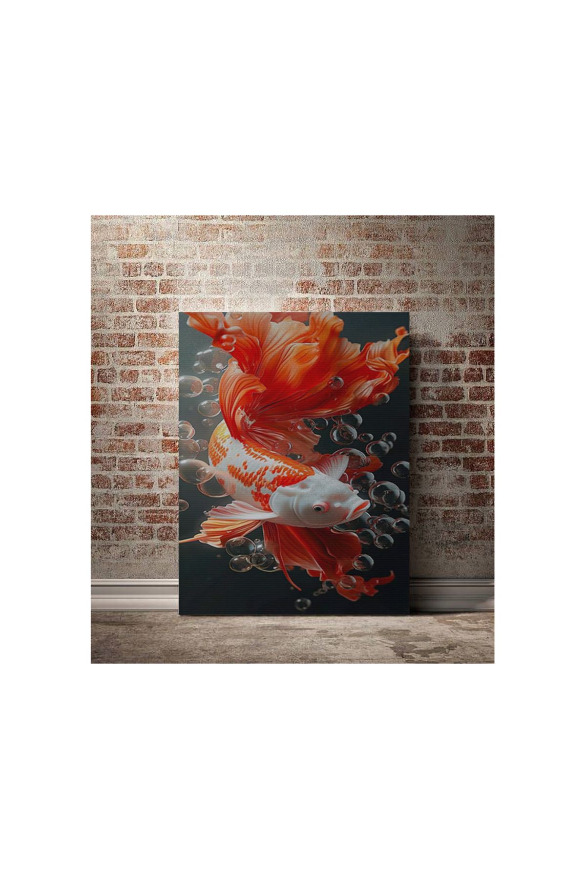 Kanvas Tablo Sulu Turuncu Renkli Balık Animal Tablo Temalı Tablo