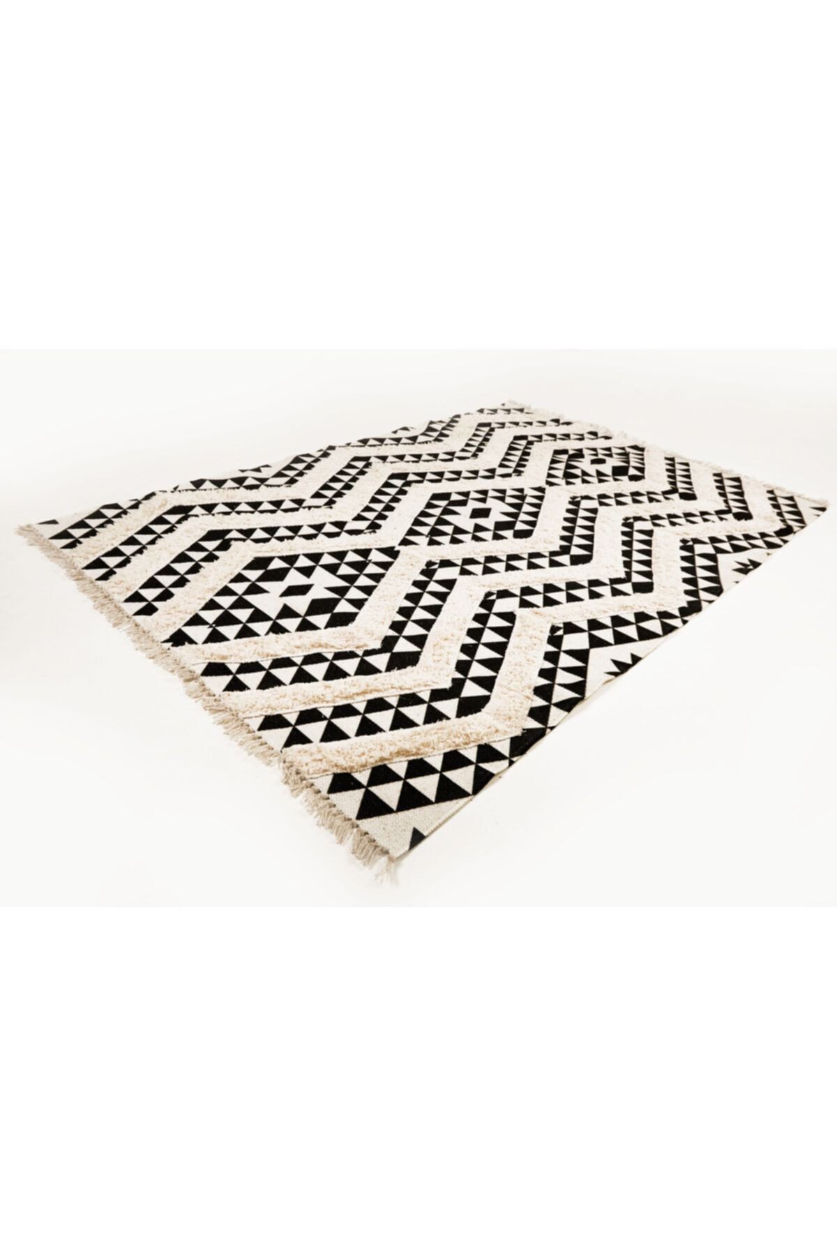 Rustik 4019 Siyah Beyaz Iskandinav Boho Stil Kilim