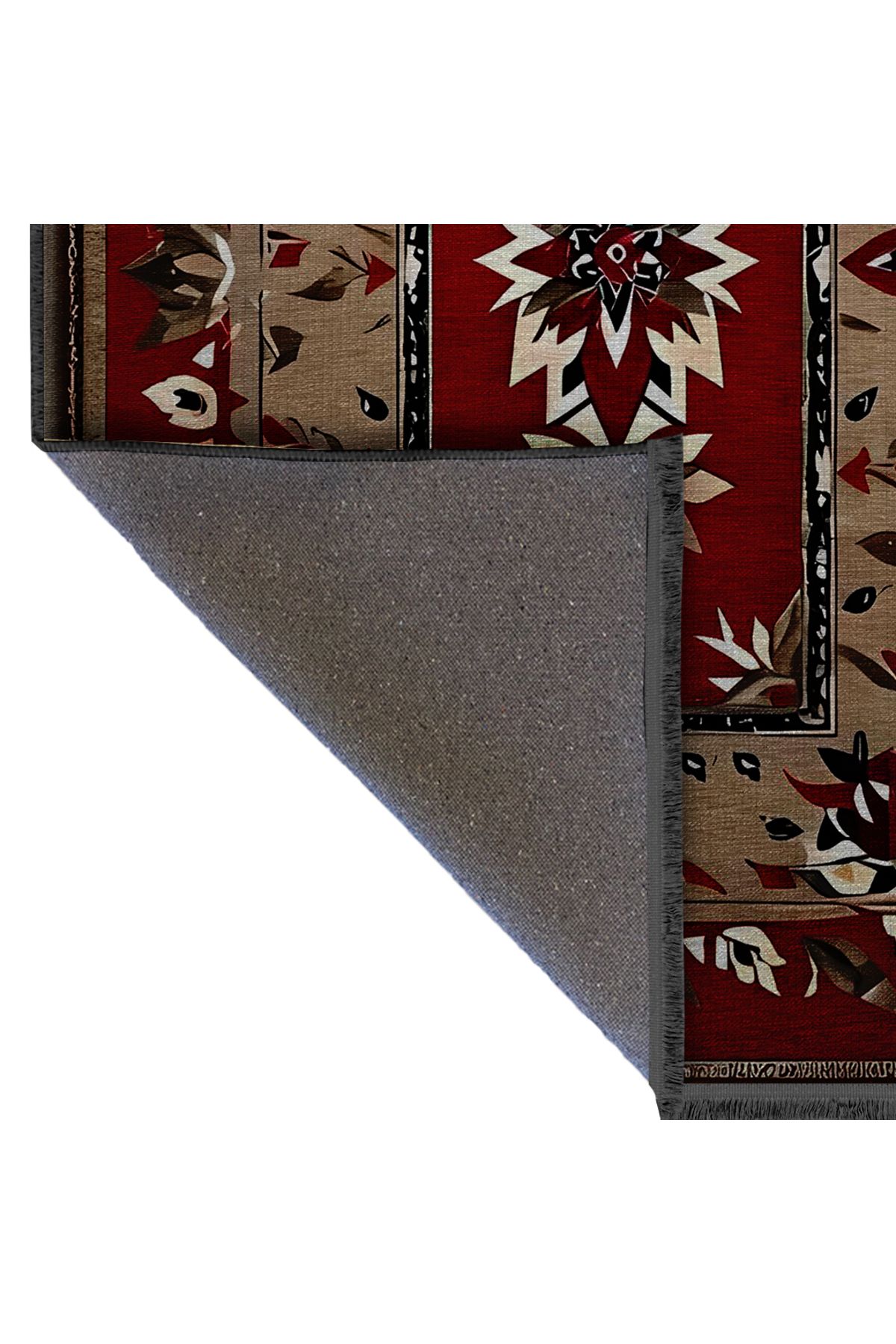 Bordo Detaylı Çok Renkli Antik Tasarım Serisi Desenli Vintage Dekoratif Halı antik20