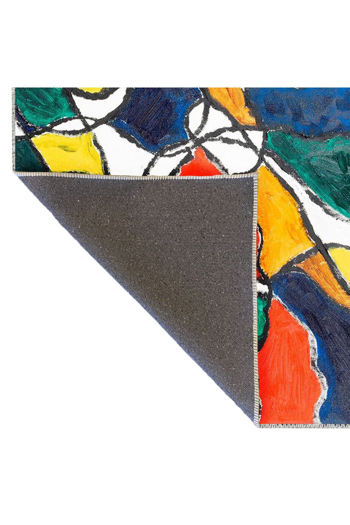 Buse Koleksiyonu Çok Renkli Soyut Şekiller Desenli Dokuma Taban Modern Dekoratif Halı buse24