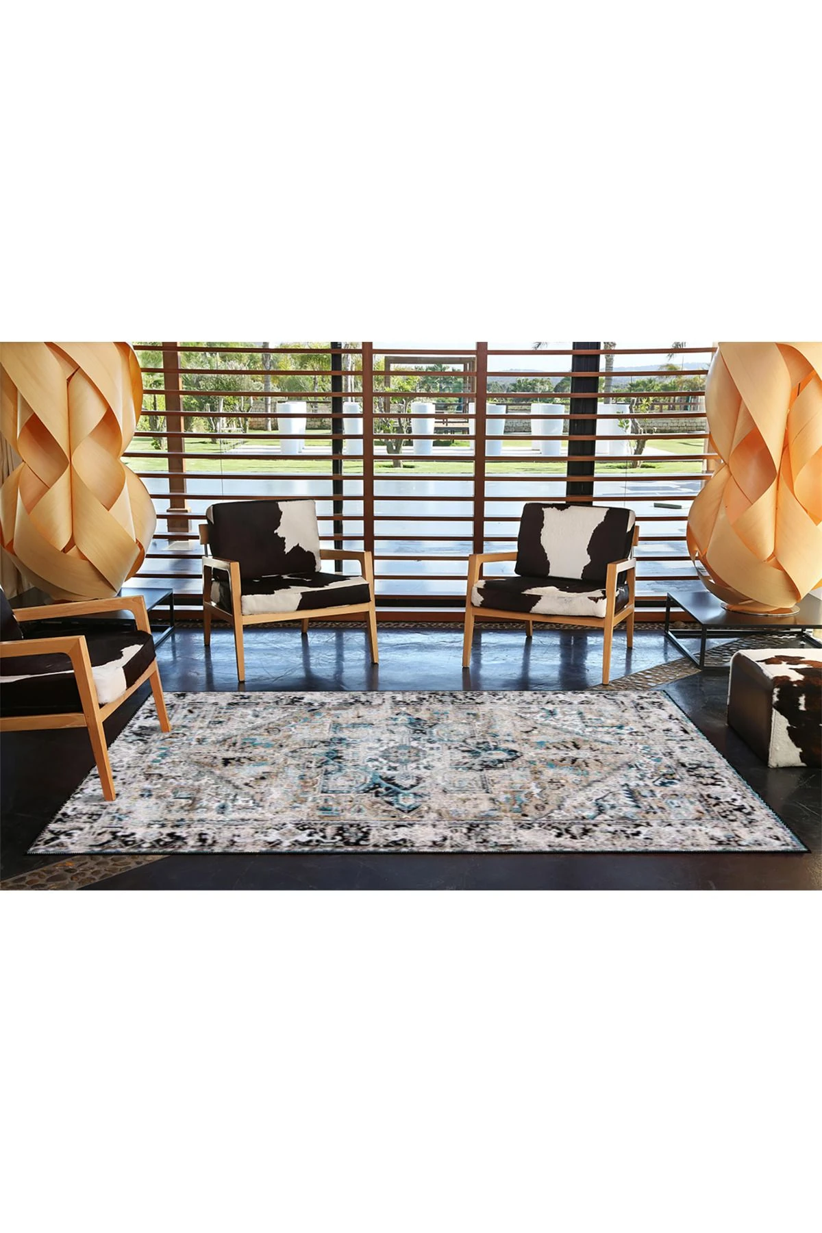 Baklava Gri Renkli Geleneksel Dekoratif Halı miravip588