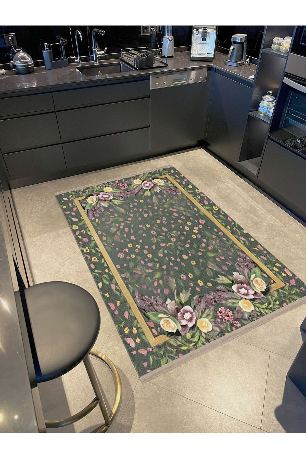 Rio Koleksiyonu Pastel Tonlarda Çiçekler Detaylı Dokuma Taban Modern Dekoratif Halı rio10