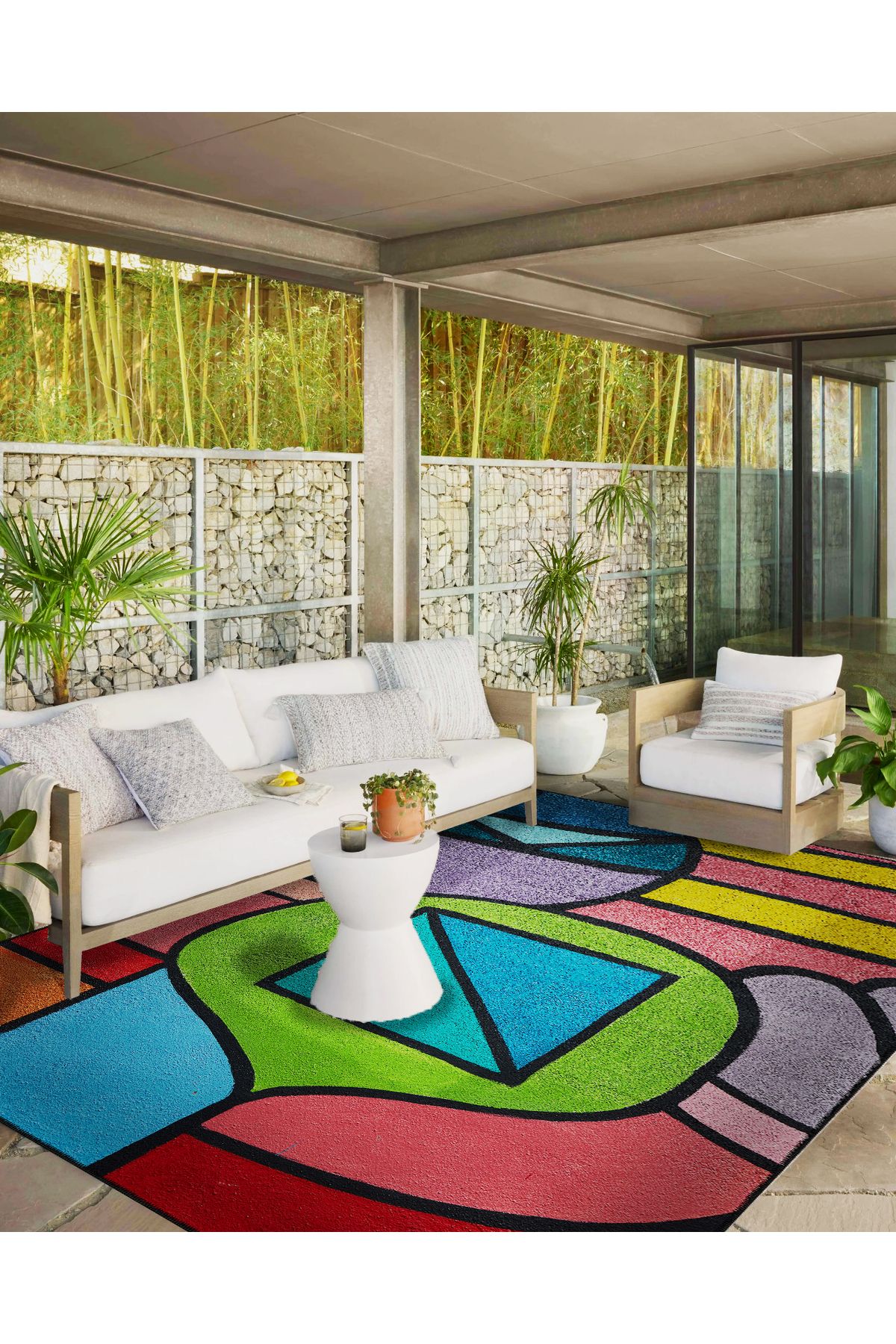 Paris Koleksiyonu Çok Renkli Geometrik Şekiller Detaylı Modern Dekoratif Halı paris22