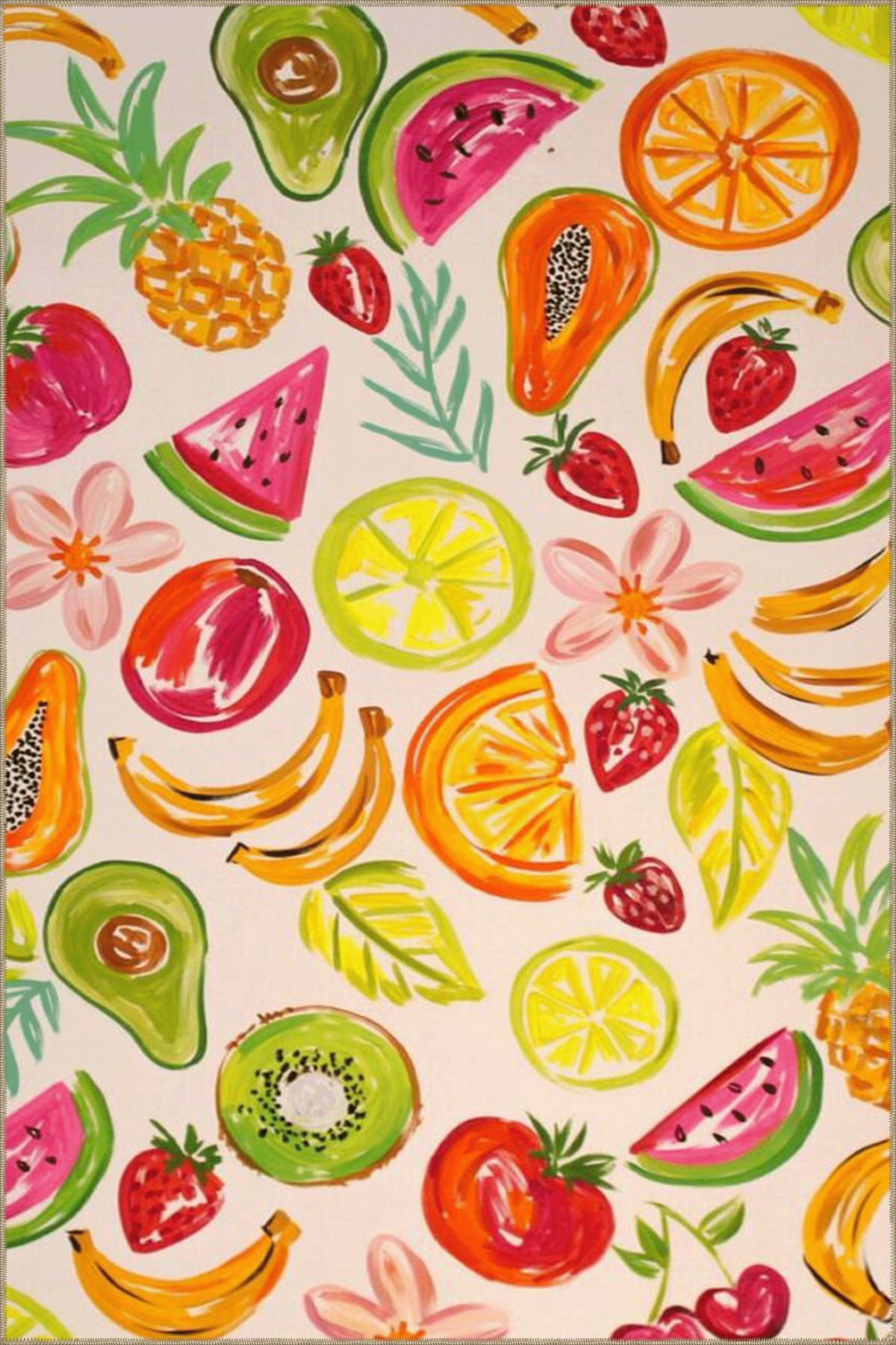 Sarı Mandalina Desenli Dokuma Taban Halı 3704