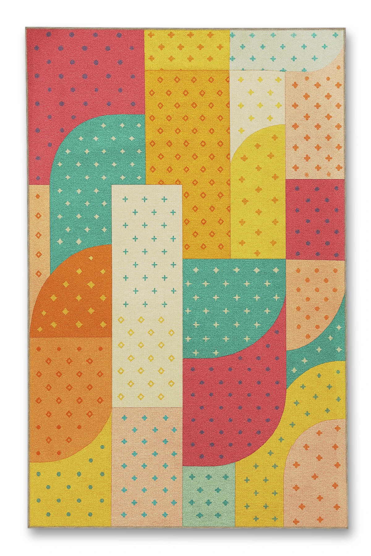 MOSSO Çok Renkli Şekilsel Temalı Geleneksel Motif Etnik Desenli Vintage Dekoratif Halı mosso410