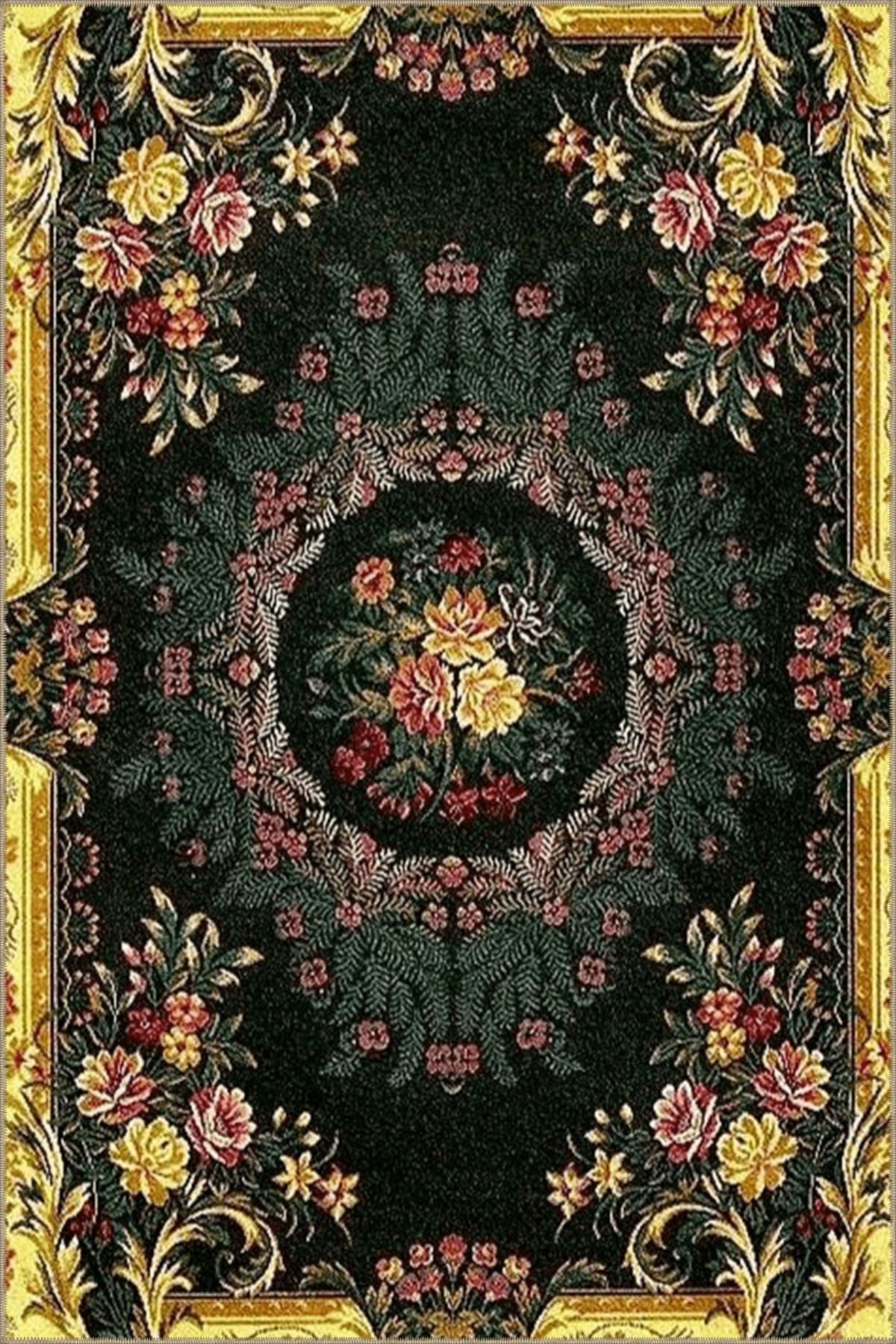 Floral Temalı Geleneksel Motif Çiçek Desenli Vintage Dekoratif Halı 4865