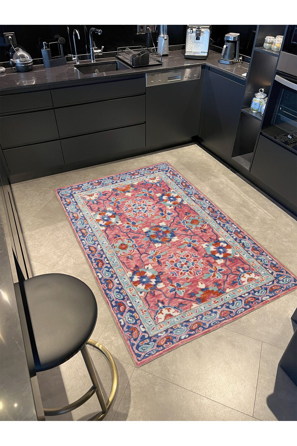 Kırmızı Tonlarda Geometrik Geleneksel Desenli Dokuma Taban Halı miravip332