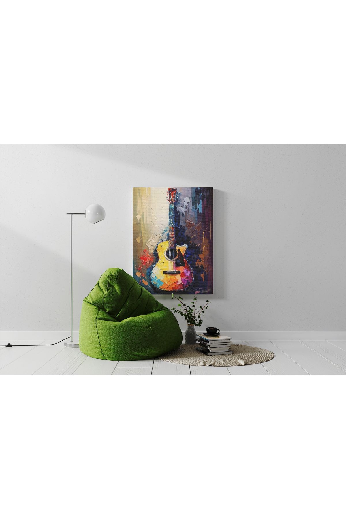 Kanvas Tablo Renkli Gitar Desenli Modern Tablo