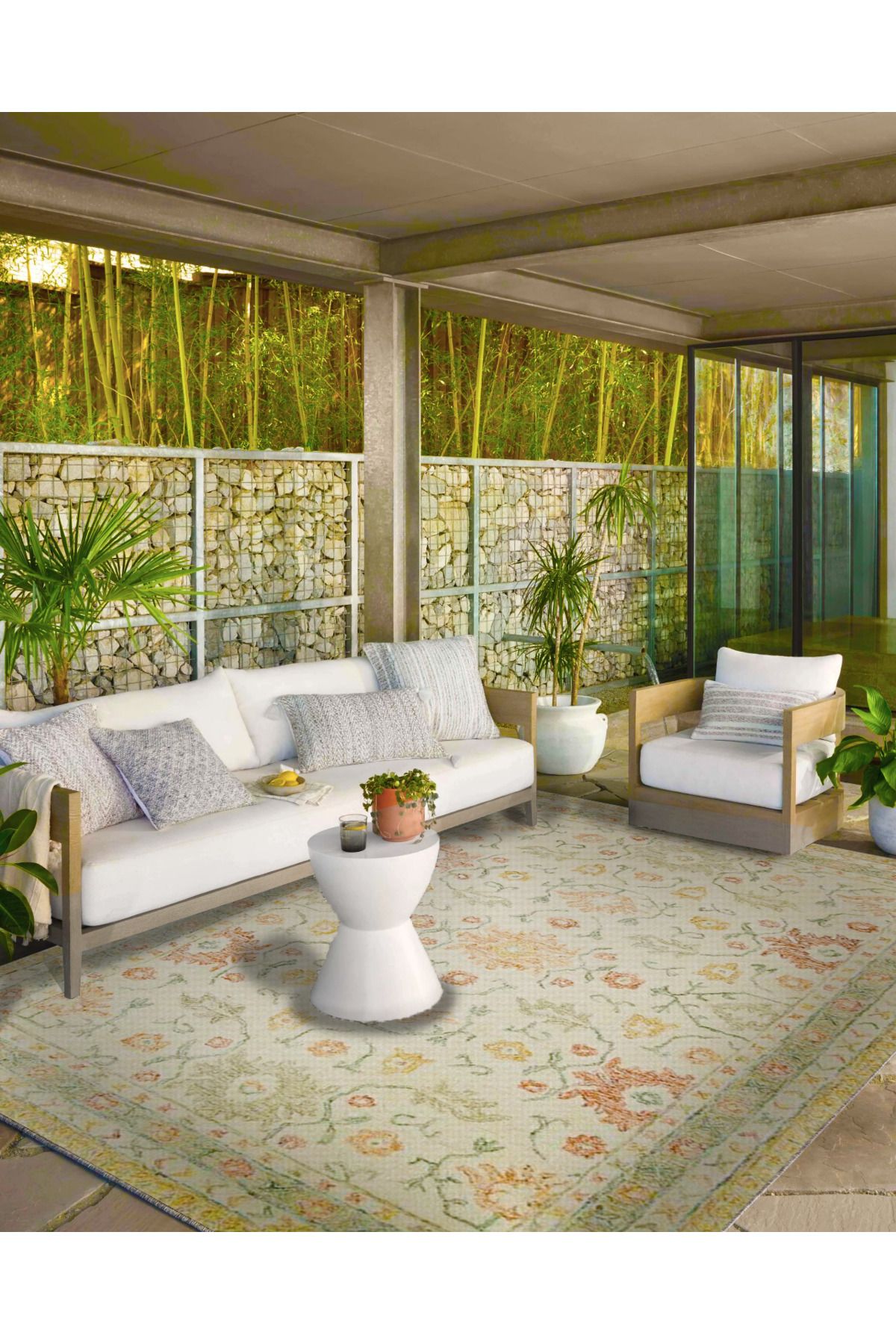 Soft Krem Floral Geleneksel Geometrik Çiçekli Desenli Dokuma Taban Halı ve Yıkanabilir Halı aloha155