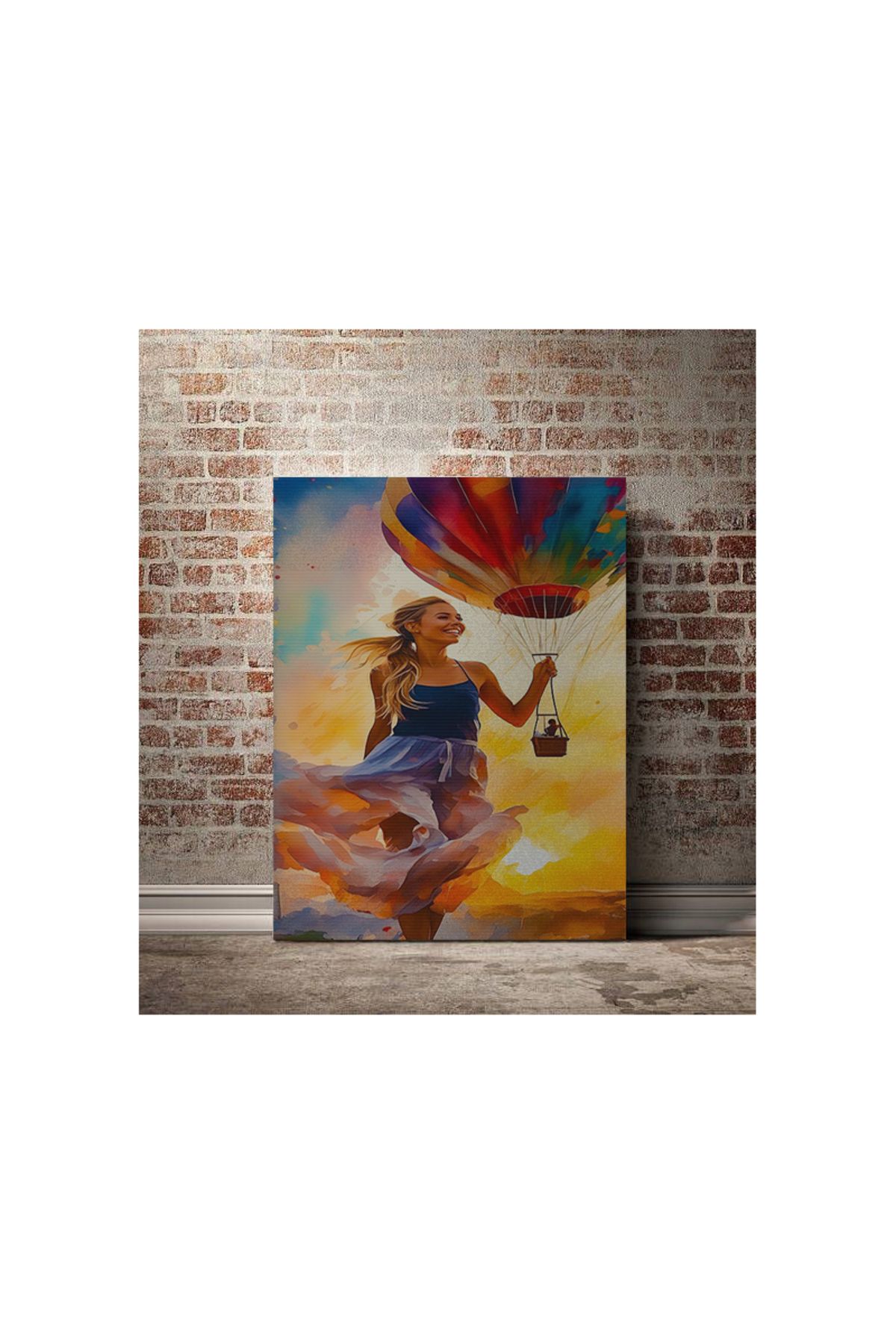Kanvas Tablo Uçan Balon ve Kız Temalı Tablo