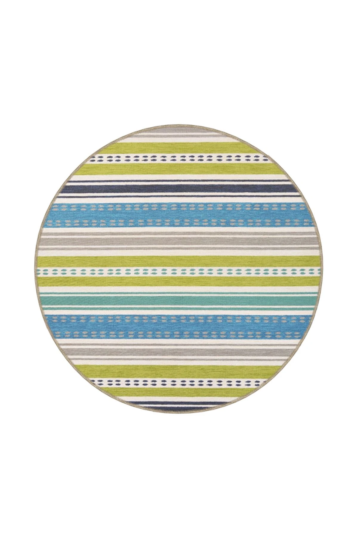 Yeşil ve Mavi Çizgili Desenli Dokuma Taban miravip671