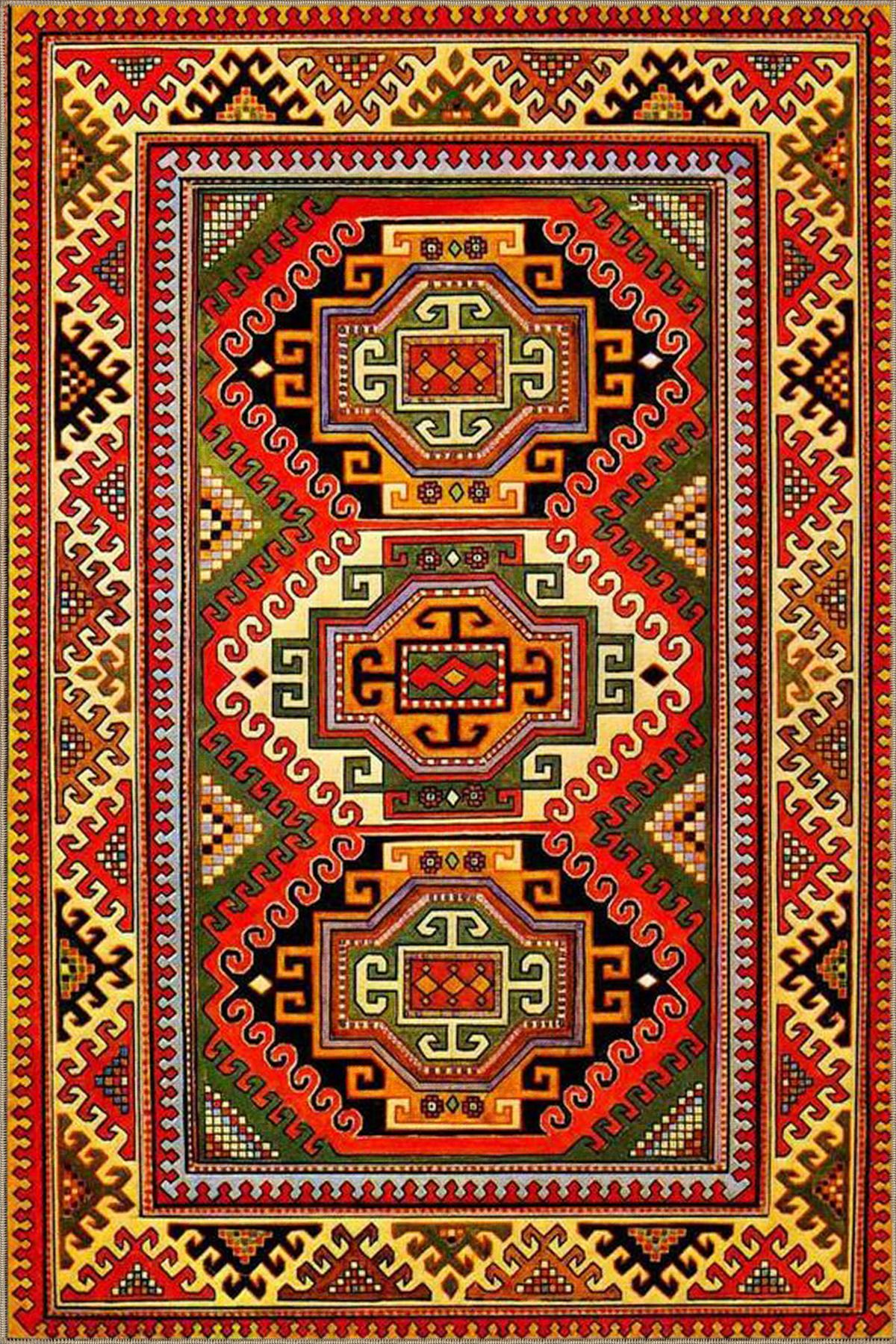 Geleneksel Desen Kırmızı Renklerde Dokuma Taban Halı 4278