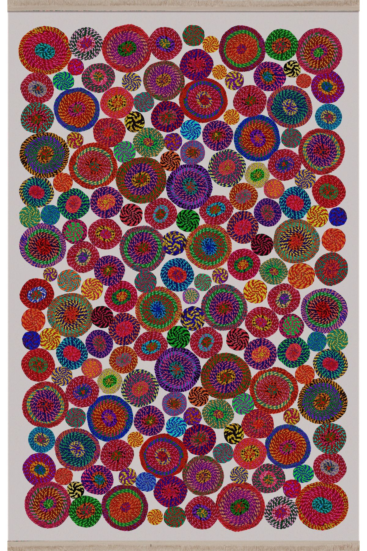 Mira Çok Renkli Geometrik Daire Desenli Modern Dekoratif Halı Mira 1590