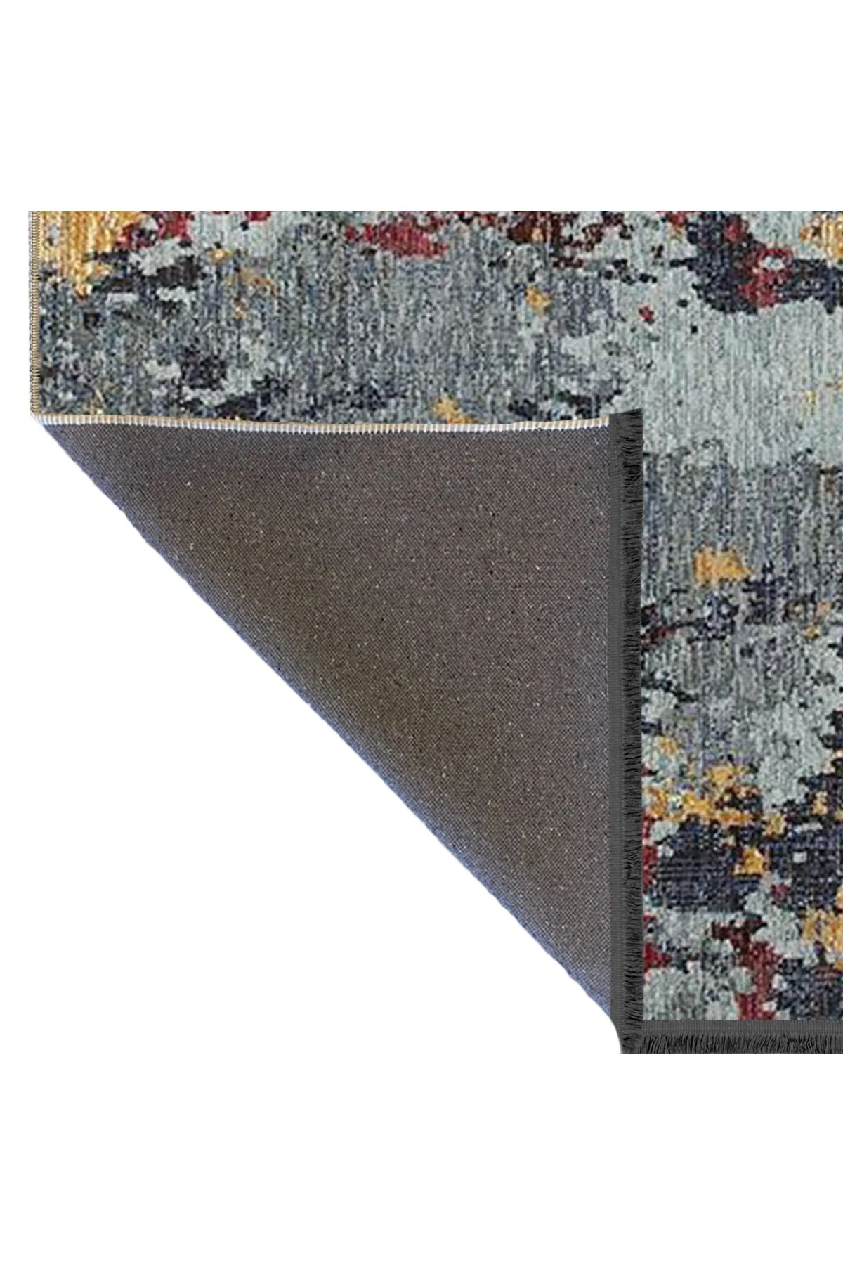 Çok Renkli Abstract Soyut Desenli Saçaklı Modern Dekoratif Halı 4602