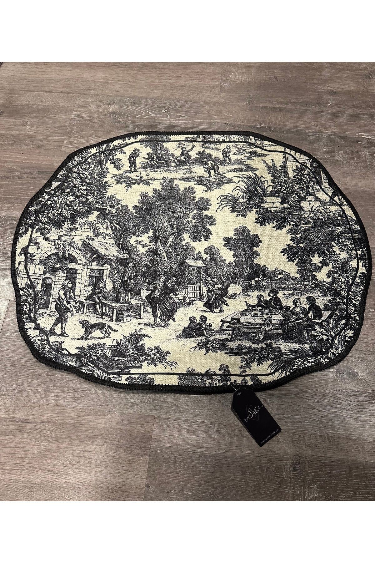 Série Vintage Noir Beige Siyah Bej Desenli  Dokuma Taban Dekoratif Halı vintage01