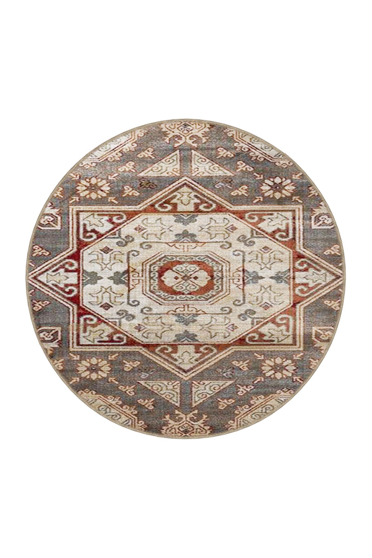 Gri Tonlarında Yıldızlı Geometrik Desenli Dekoratif Halı 4065