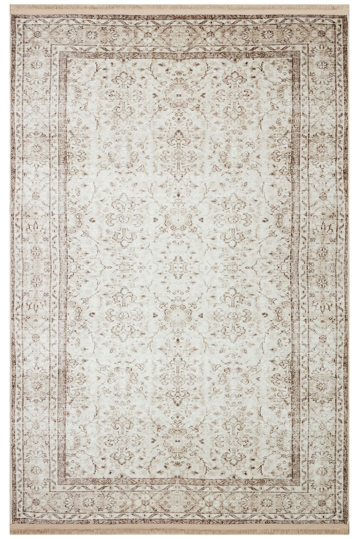 Mira Ar White 2107 Vintage Doku Bej Açık Kahve Halı