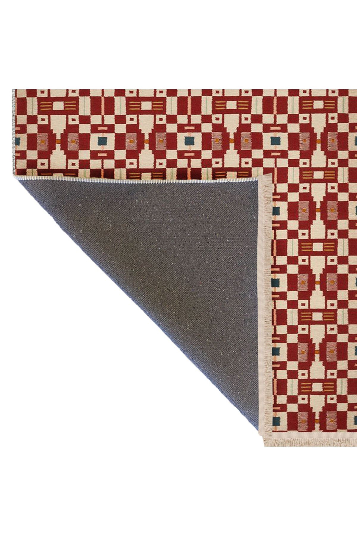 Paris Koleksiyonu Pudra Bordo Temalı Geometrik Motif Desenli Modern Dekoratif Halı 173