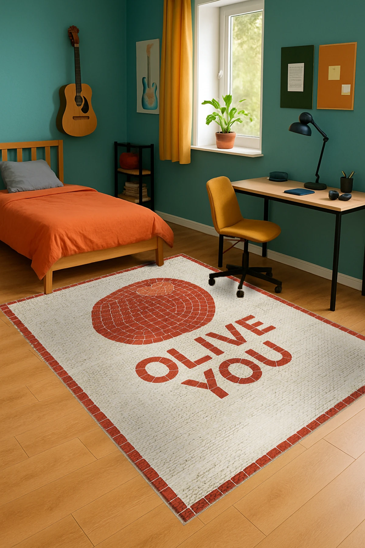 MOSSO DİSCO Yazılı Desen Dokuma Taban Vintage Dekoratif Halımosso986