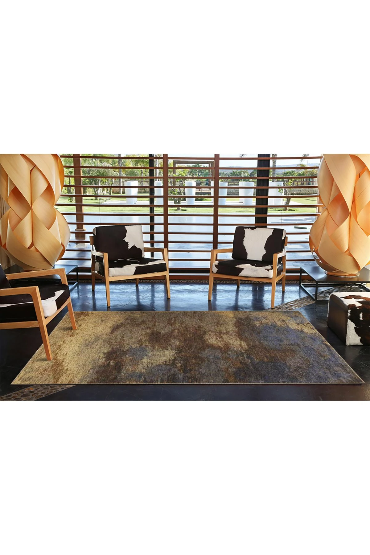 Mermer Kahverengi Modern Desenli Dekoratif Halı miravip937