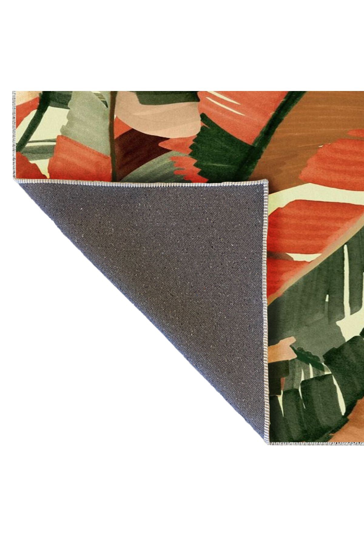 Kubilay Koleksiyonu Çok Renkli Soyut Bitki Figürleri Desenli Dokuma Taban Modern Dekoratif Halı 12