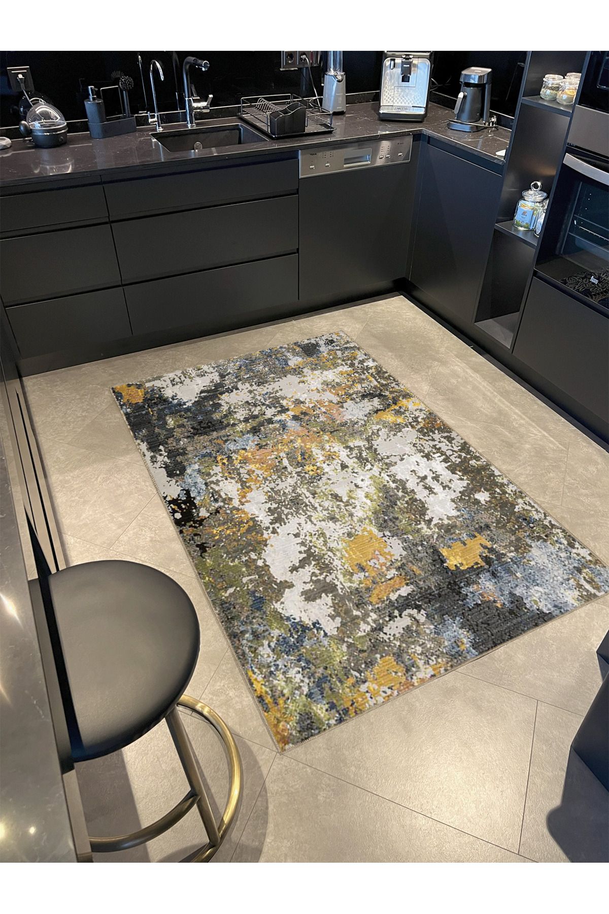 Çok Renkli Abstract Soyut Desenli Kreatif Modern Dekoratif Halı 3925