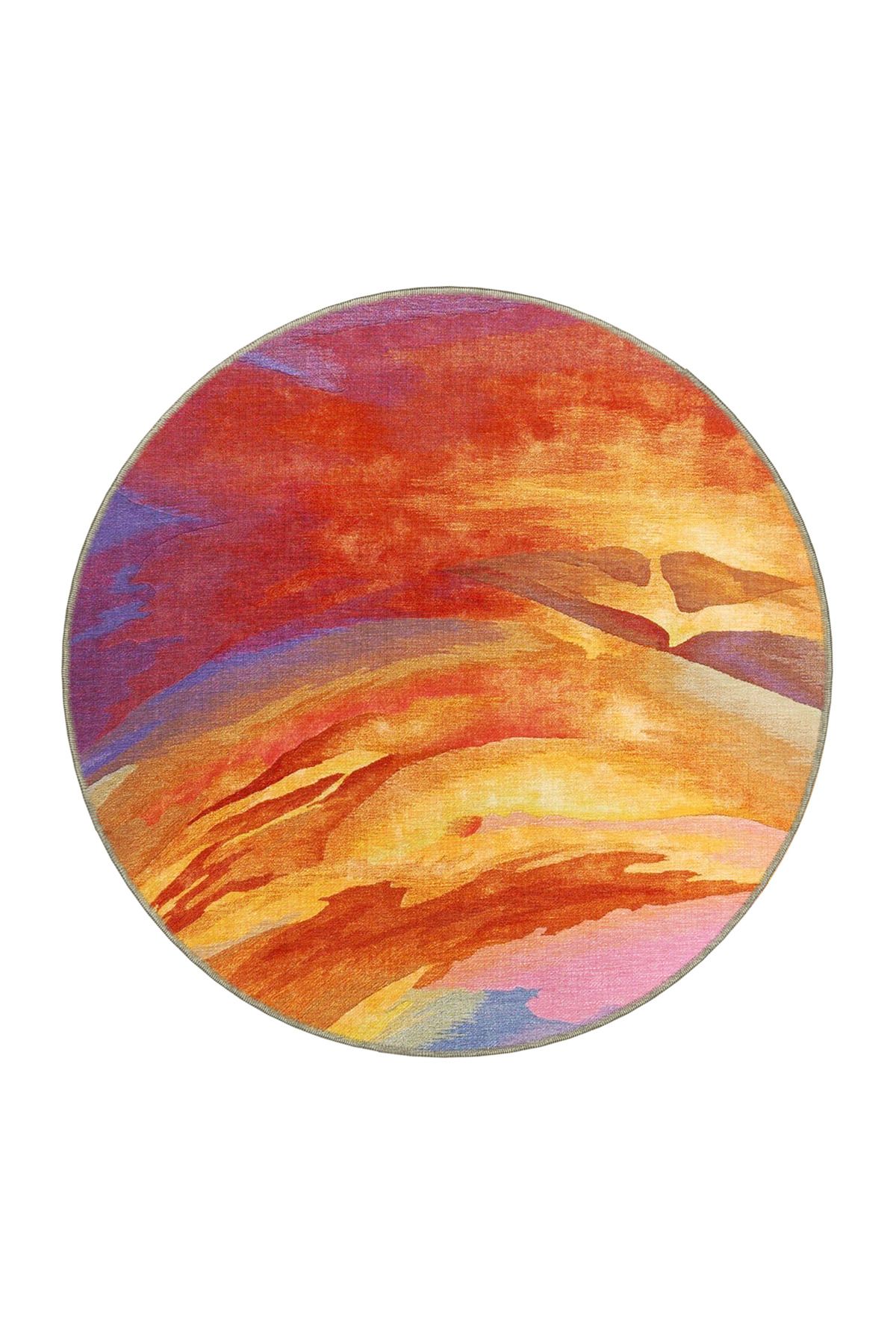 Çok Renkli Abstract Soyut Desenli Saçaklı Modern Dekoratif Halı 3981